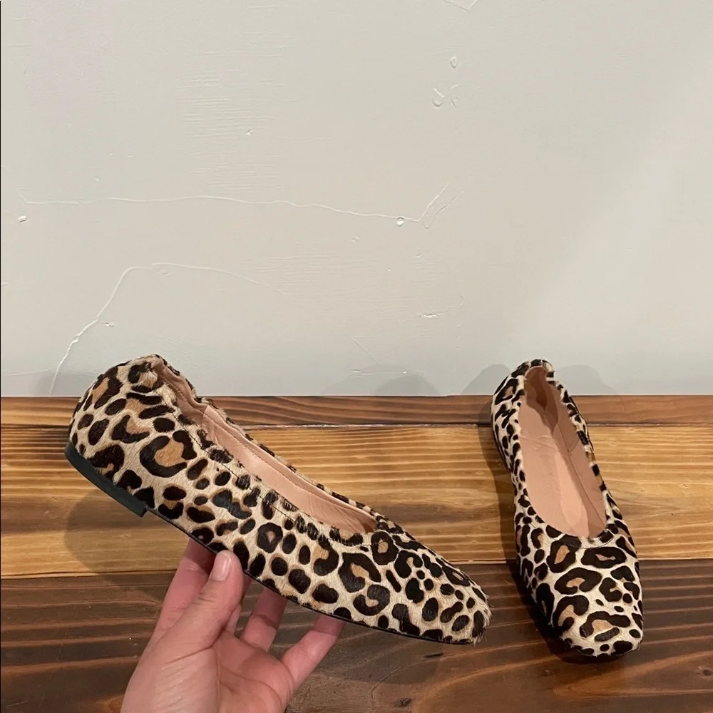 J. Crew Anya Scrunchie Ballet Flats in Calf Hair Size 6 Leopard Print